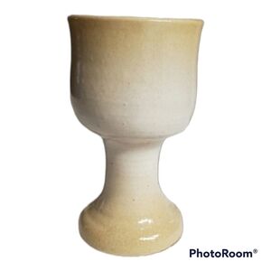 VINTAGE Artist Signed Stoneware Goblet Studio Pottery Filipiak 1981